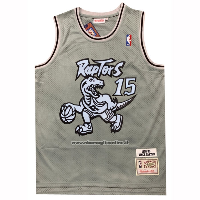 Maglia Toronto Raptors Vince Carter No 15 Mitchell & Ness 1998-99 Grigio
